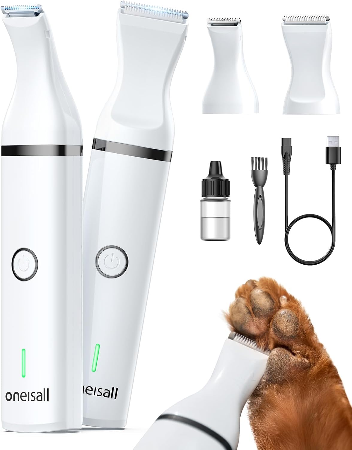 Oneisall Dog Clippers with Double Blades Cordless Small Pet Hair Grooming Trimmer Low Noise