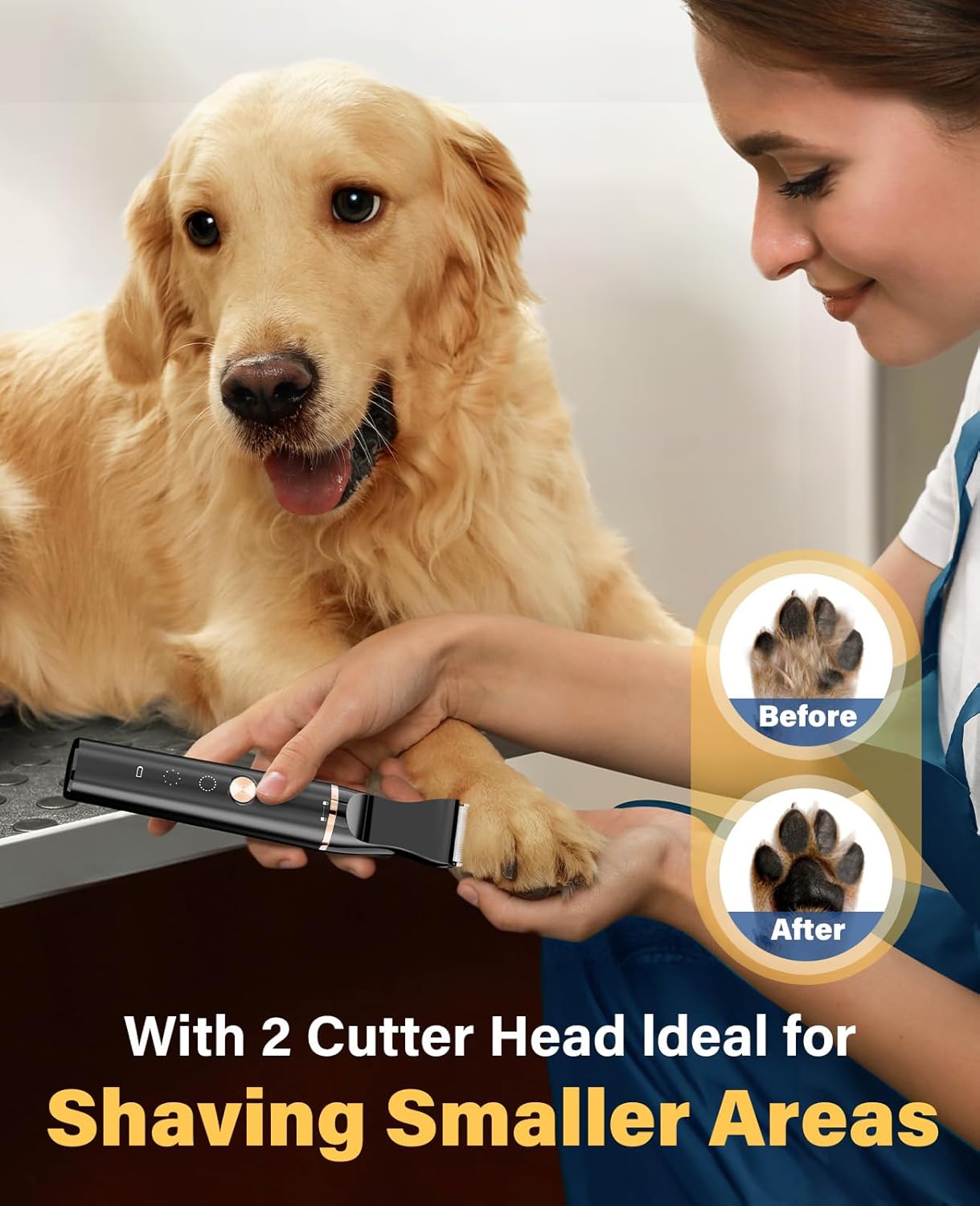 Oneisall Dog Clippers and Paw Trimmer 2-in-1 Set IPX7 Waterproof Dog Grooming Kit