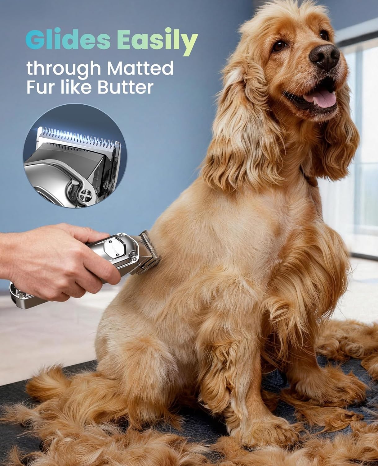 Oneisall Dog Clippers for Grooming Rechargeable Cordless Pet Shaver for Thick Heavy Coats Low Noise