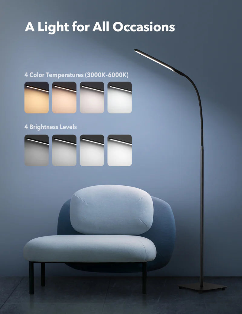 Taotronics LED Floor Lamp Dimmable Standing Tall Pole Light Adjustable Gooseneck