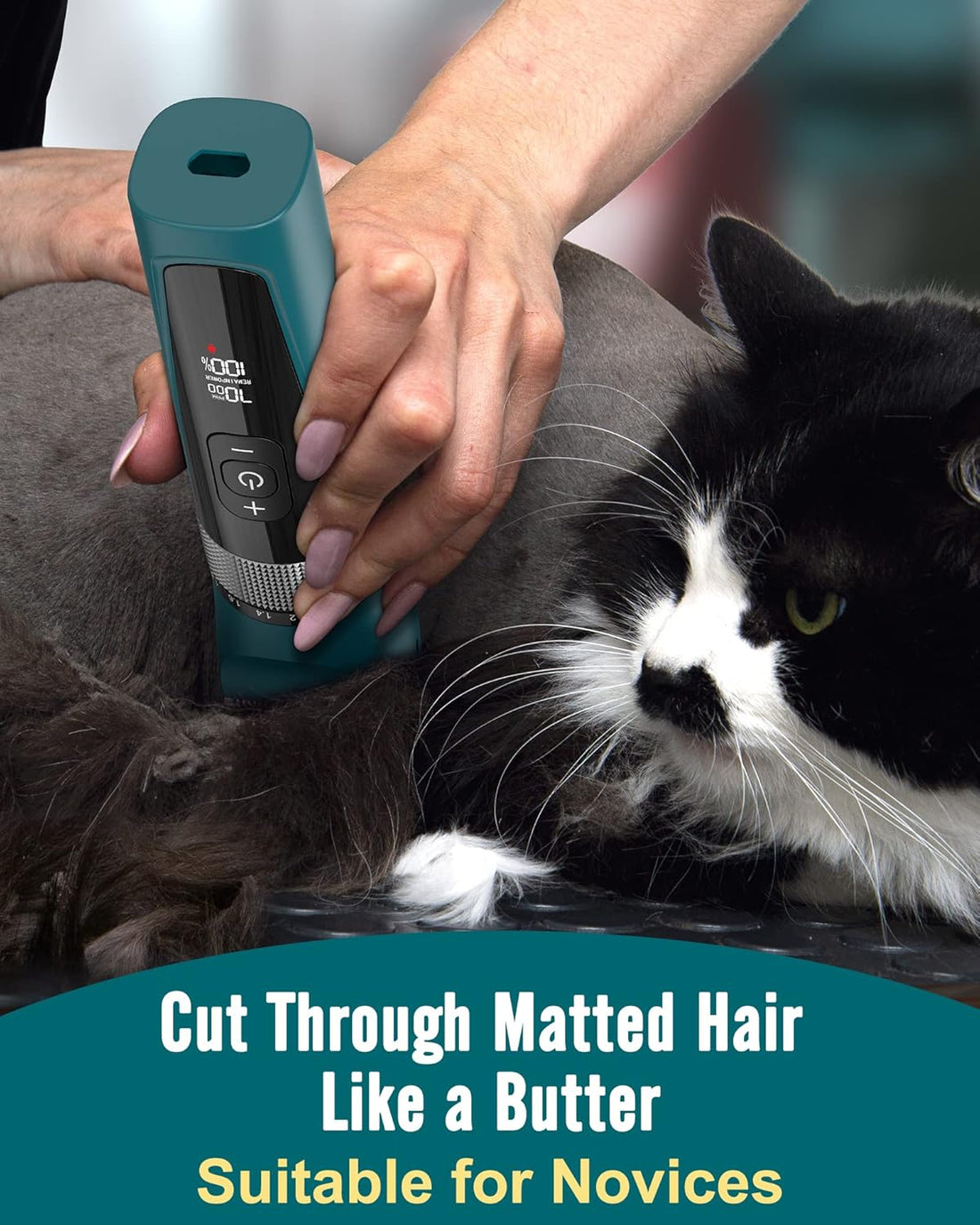 Oneisall Cat Clippers for Matted Hair 5-Speed Quiet Cat Grooming kit Cordless Pet Shaver