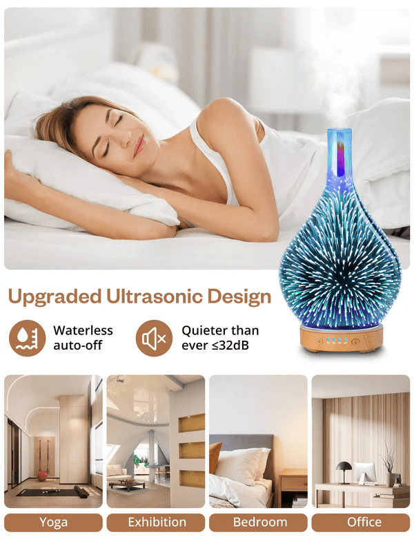 Anjou 3D Glass Essential Oil Diffuser Ultrasonic Aromatherapy Humidifier