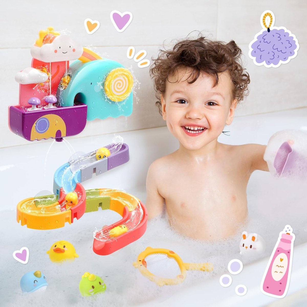 CUTE STONE Baby Bath Toys Floating Squirting Bathtub Toy Toddler Shower Playset