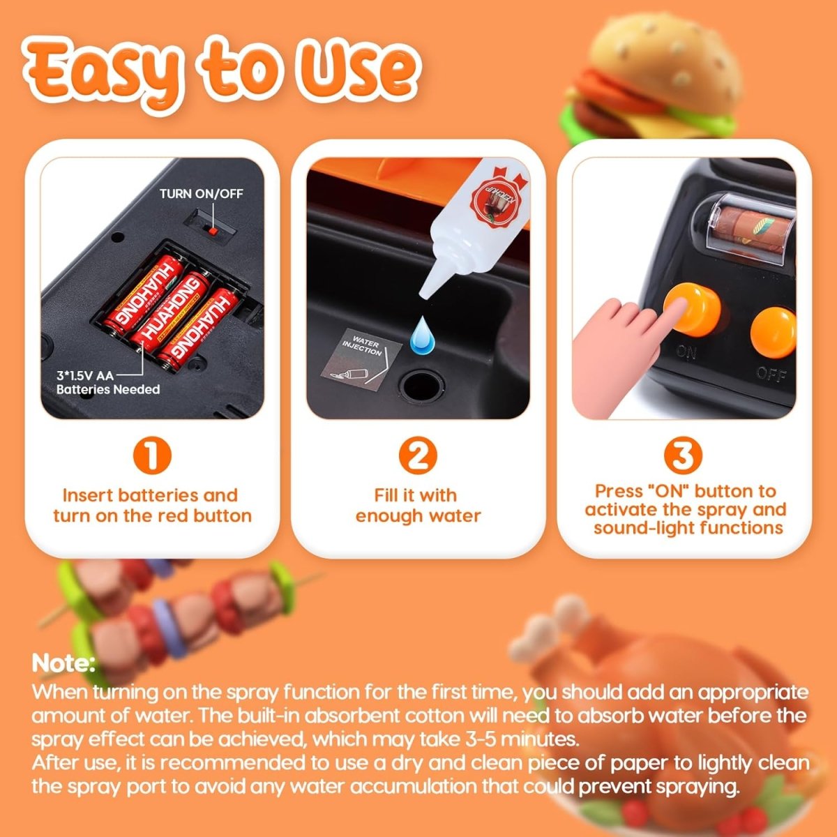 CUTE STONE Cooking Toy BBQ Set 2 Layers Grill Playset Kids Pretend Play Food