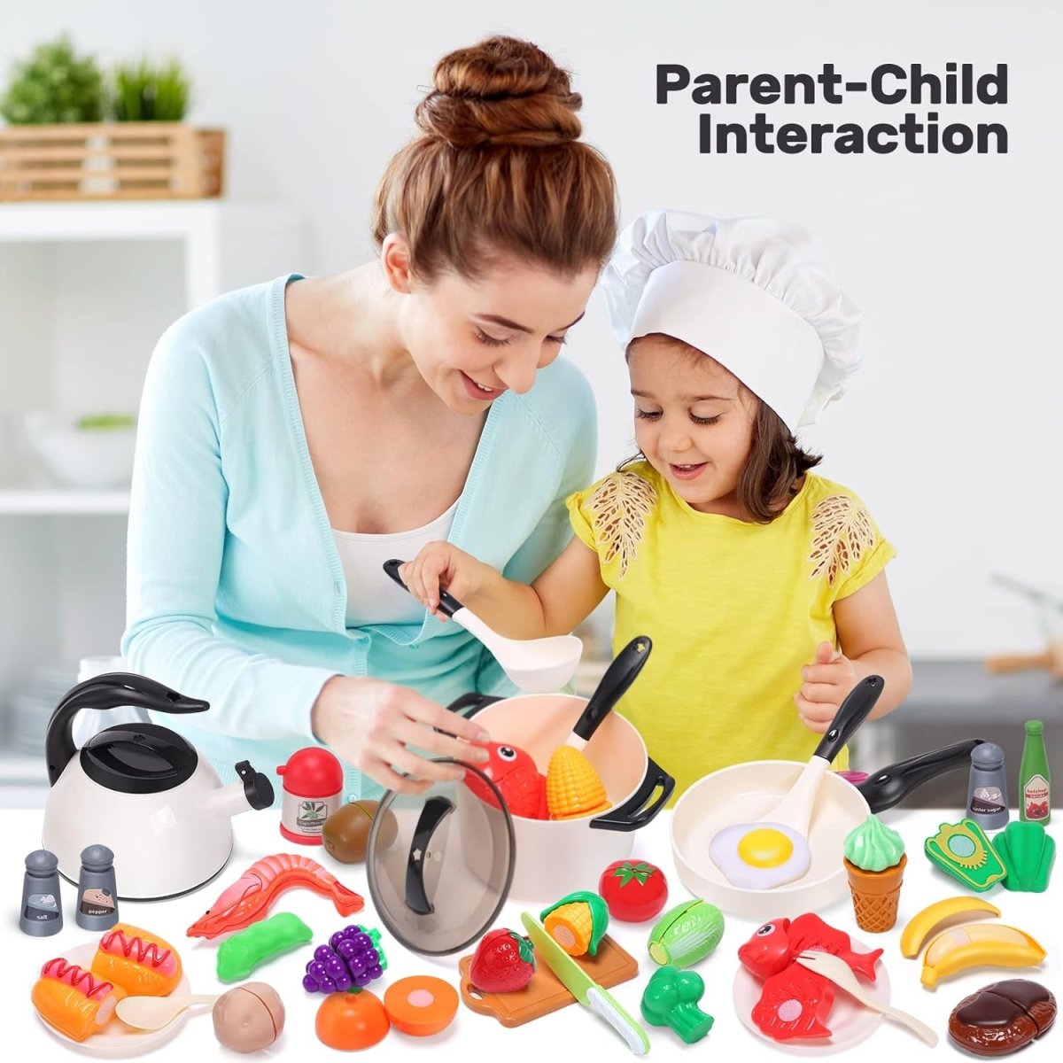 CUTE STONE Play Kitchen Accessories Toy Play Food Sets for Kids Kitchen Playset
