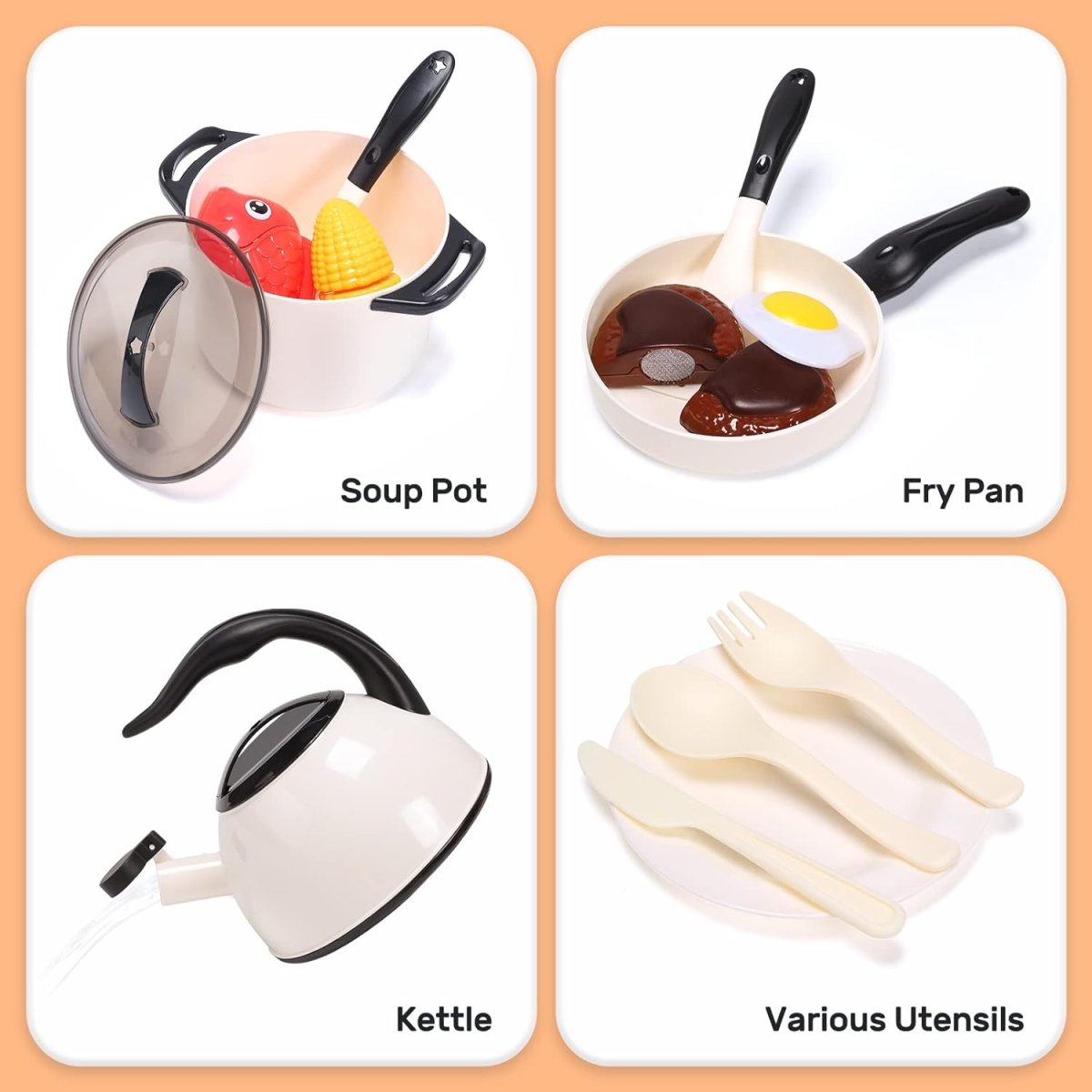 CUTE STONE Play Kitchen Accessories Toy Play Food Sets for Kids Kitchen Playset