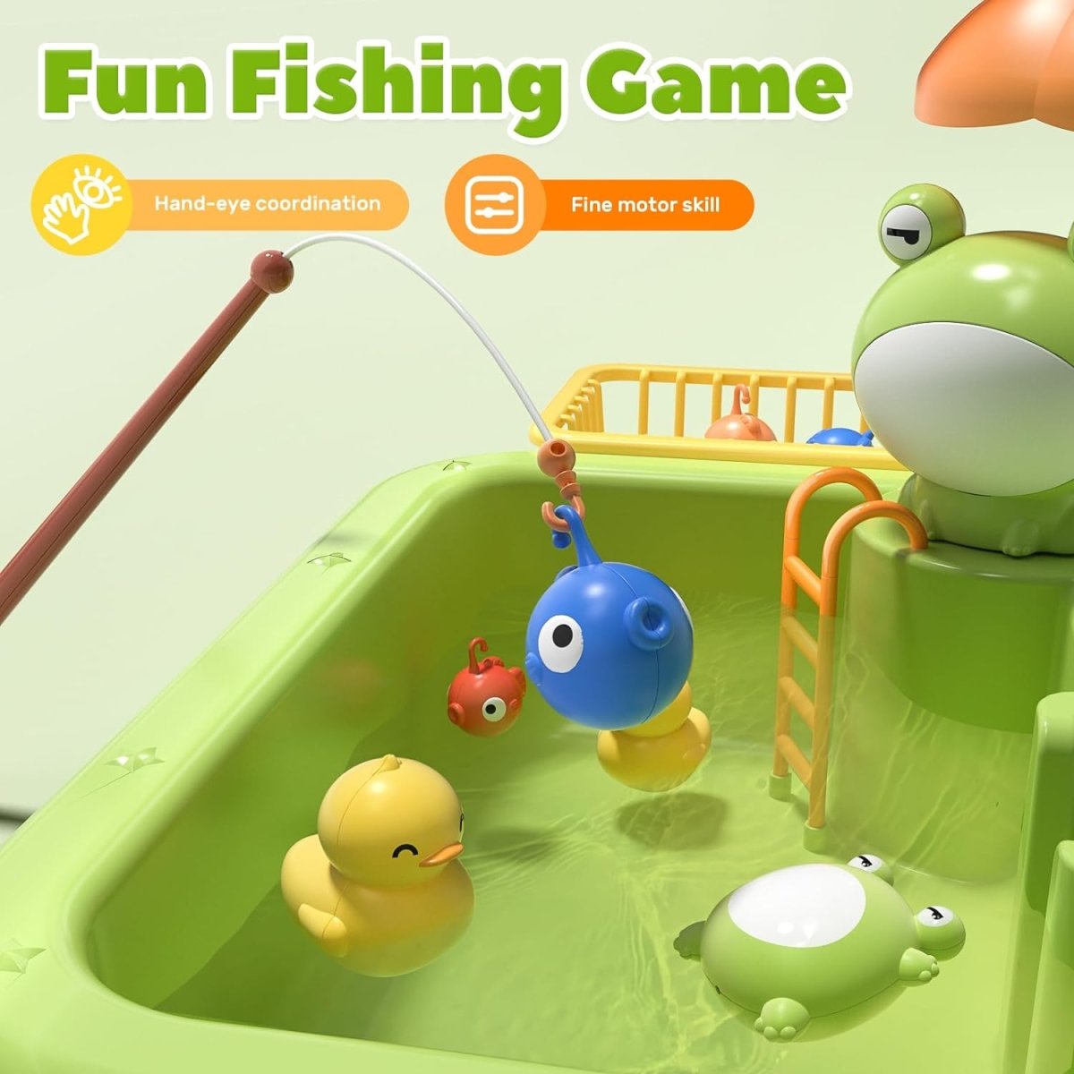 CUTE STONE Play Sink with Running Water Play Kitchen Toy Accessories Fishing Toy