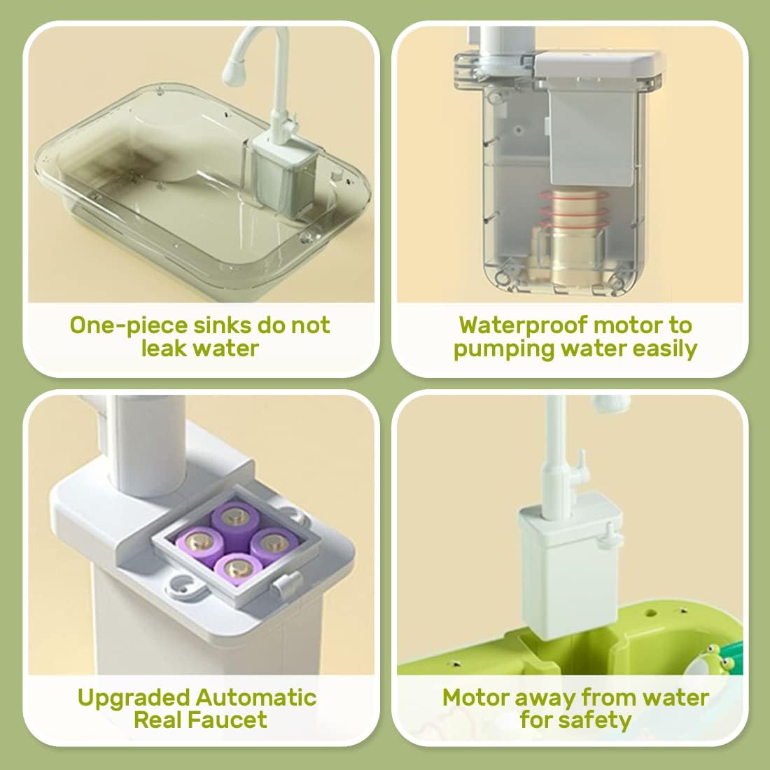 CUTE STONE Play Sink with Running Water Play Kitchen Toy Accessories Fishing Toy