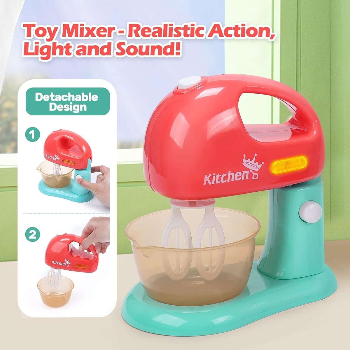 CUTE STONE Toy Kitchen Appliances Playset Kids Accessories Mixer Blender Toaster