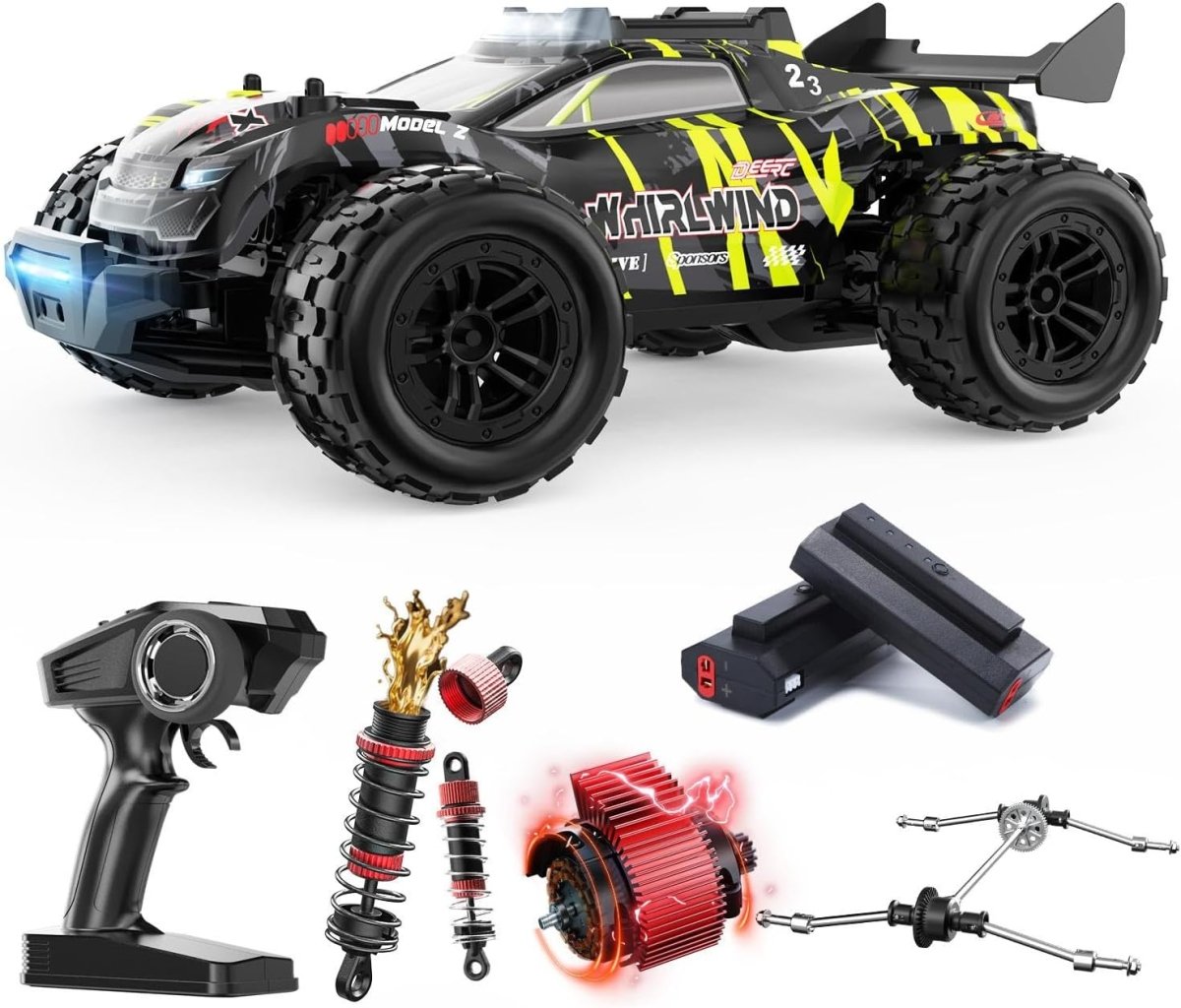 DEERC 1:14 Fast Brushless RC Car 4x4 Offroad Monster Truck Remote Control Truck