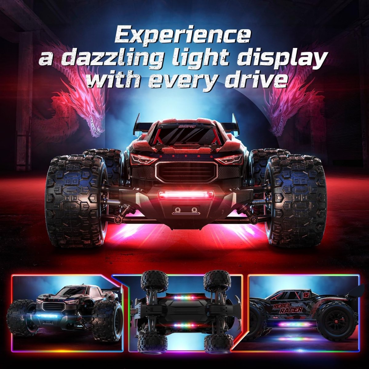 DEERC 1:14 Fast Brushless RC Car Off-road Remote Control Monster Truck