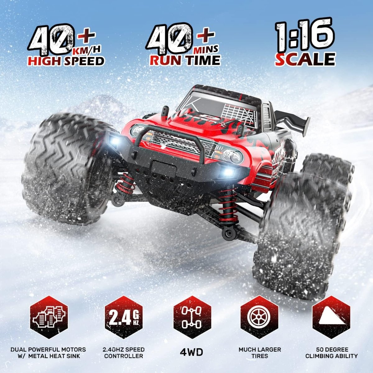 DEERC 9500E High Speed RC Car 1:16 Scale 4WD Remote Control Monster Truck