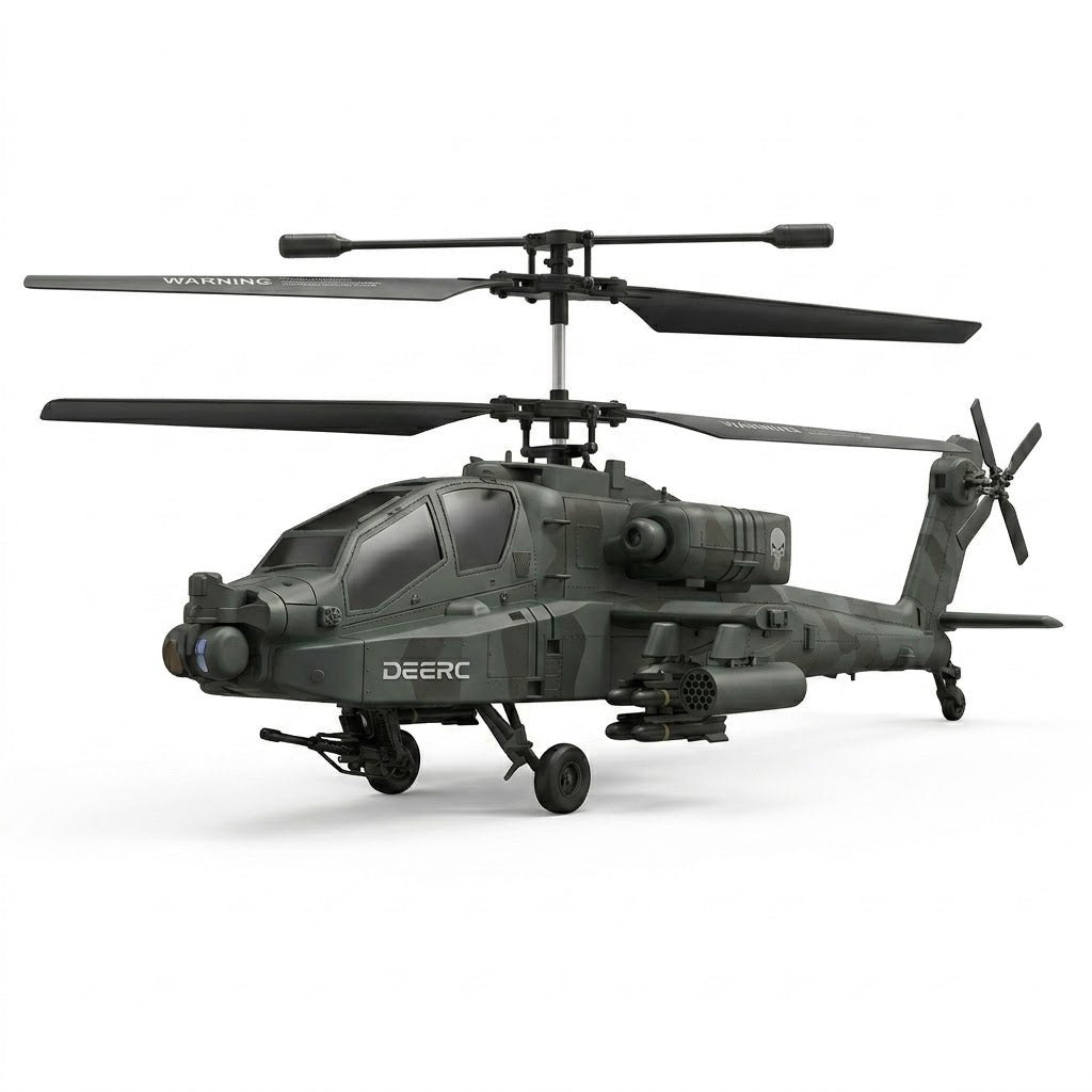 DEERC Apache RC Helicopter for Kids & Adults Military Remote Control Toy