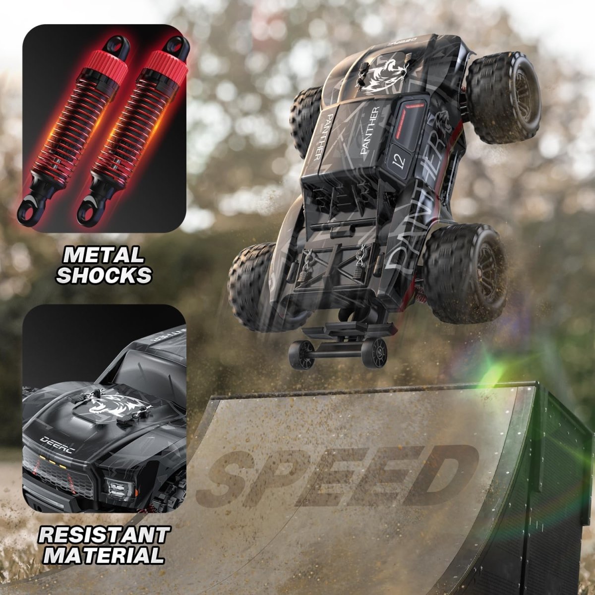DEERC Brushless Fast Extreme RC Car 1:14 Scale 4WD Remote Control Monster Truck