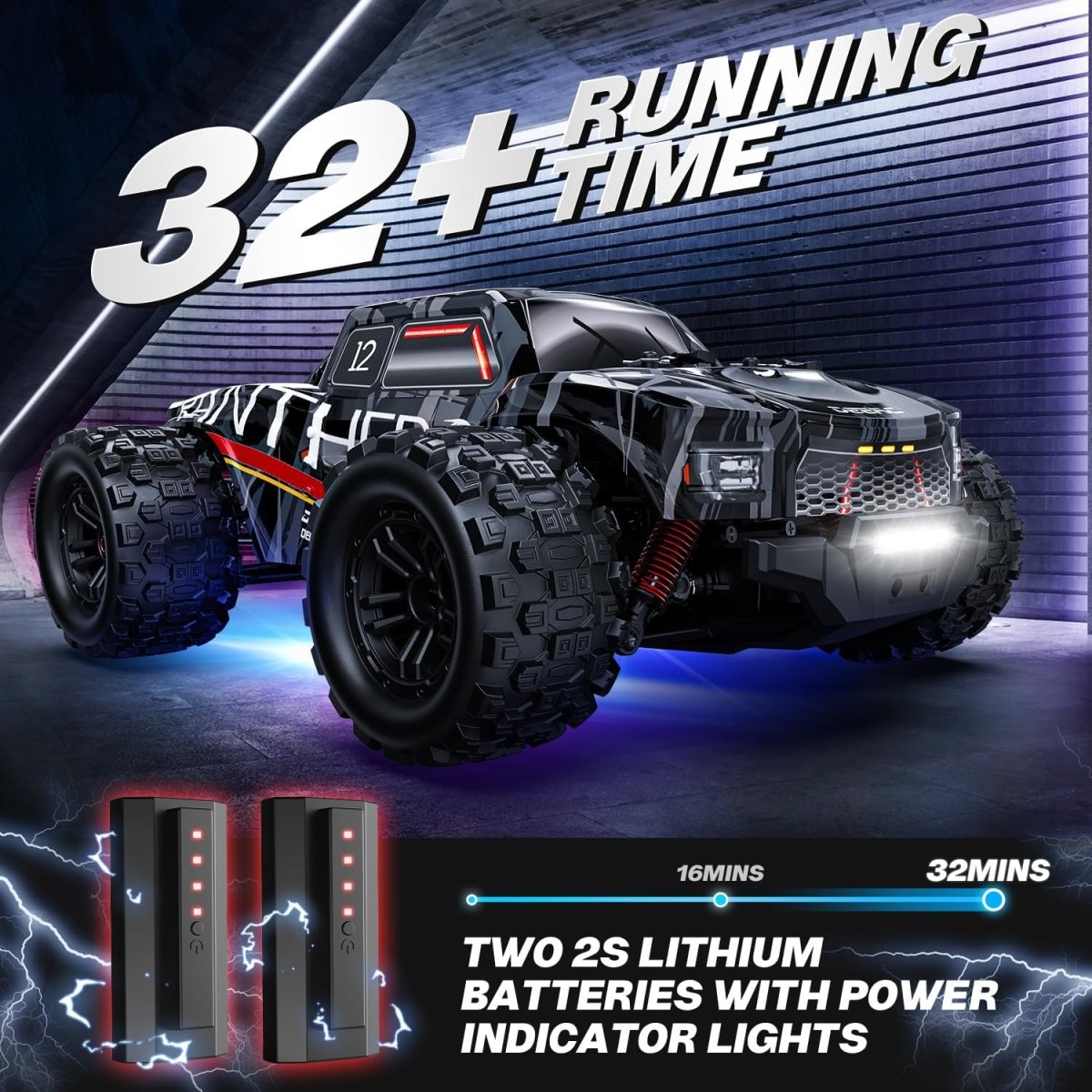 DEERC Brushless Fast Extreme RC Car 1:14 Scale 4WD Remote Control Monster Truck