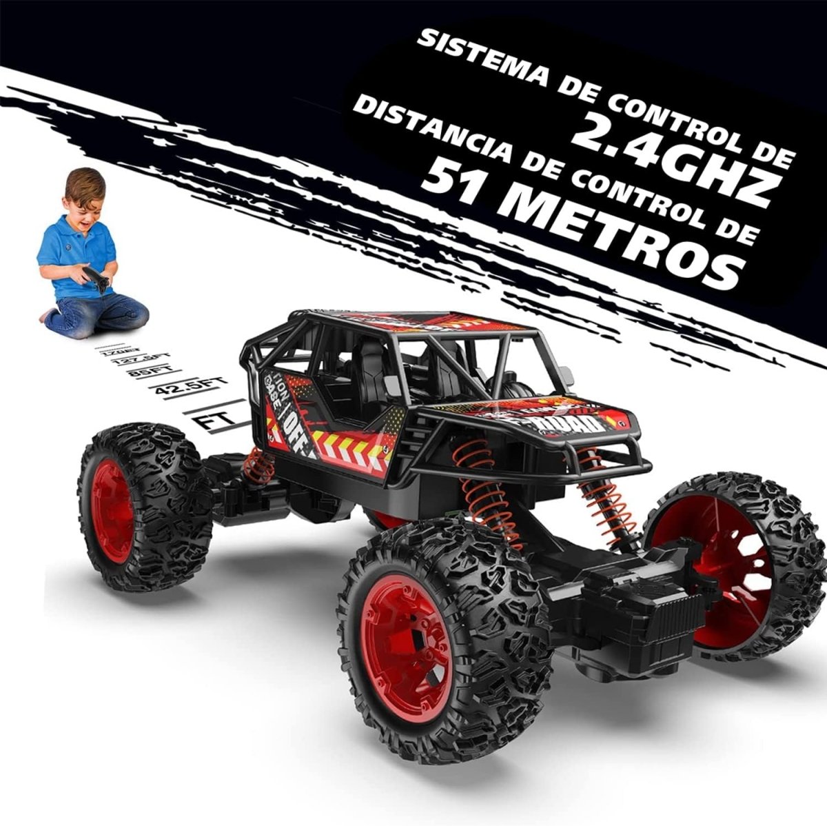 DEERC DE66 Remote Control Car 2.4G RC Monster Truck Crawler W/ Metal Shell