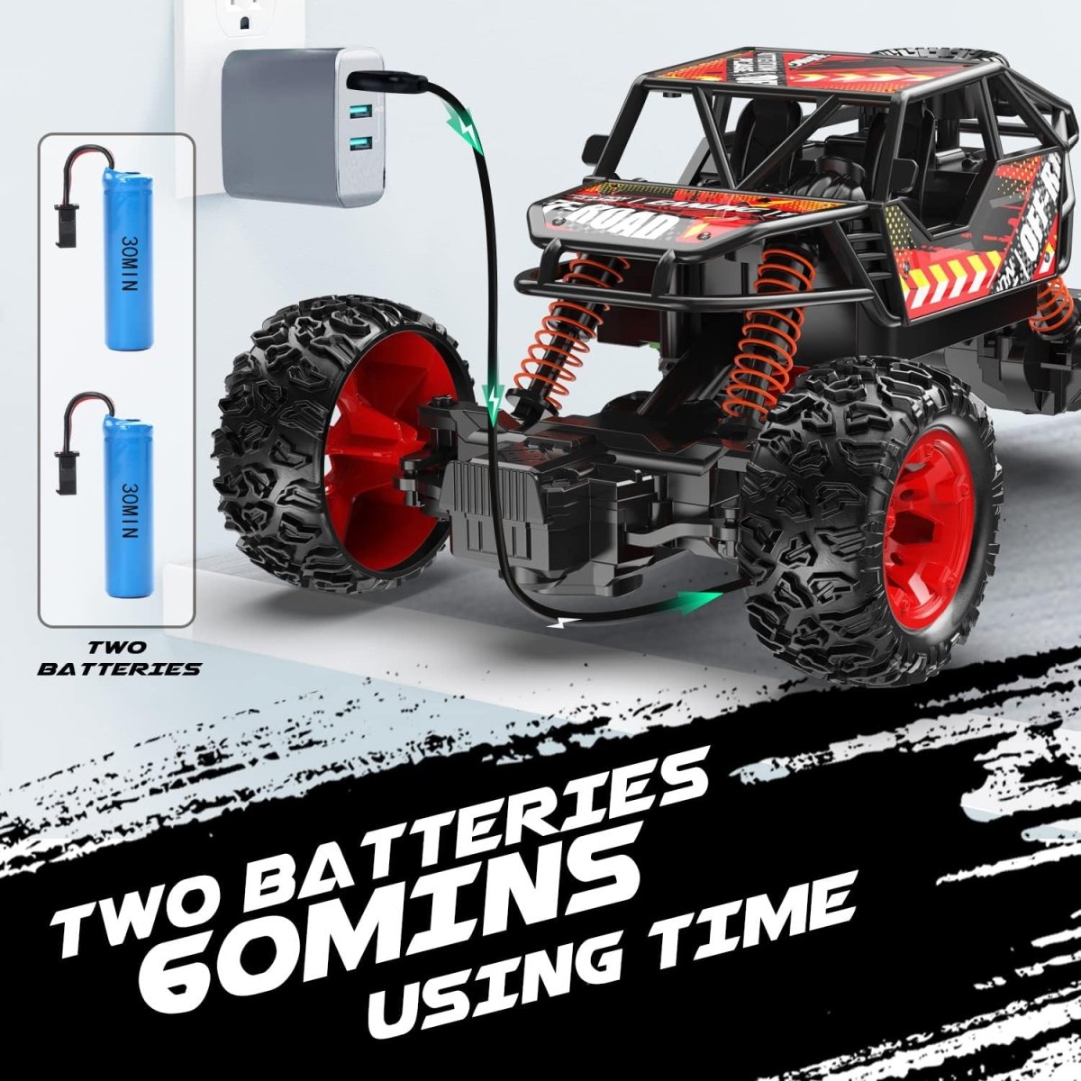 DEERC DE66 Remote Control Car 2.4G RC Monster Truck Crawler W/ Metal Shell