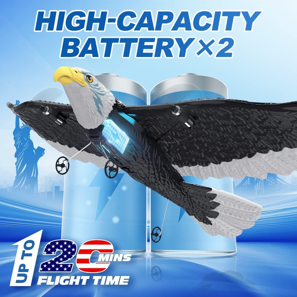DEERC RC Plane Remote Control Eagle Plane RTF Airplane 2.4GHZ 2CH Flying Bird