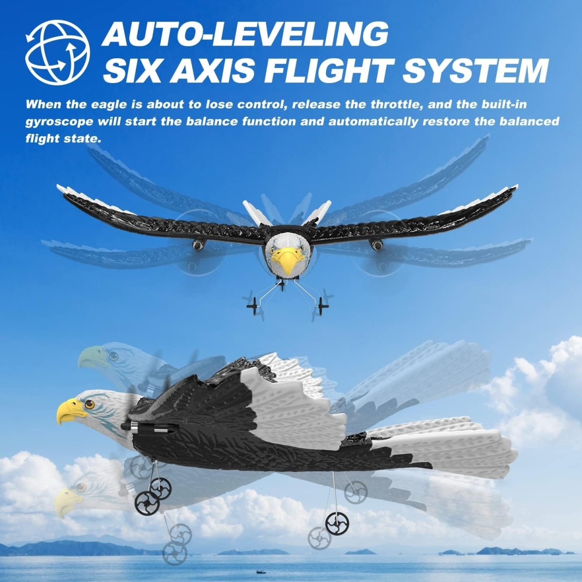DEERC RC Plane Remote Control Eagle Plane RTF Airplane 2.4GHZ 2CH Flying Bird