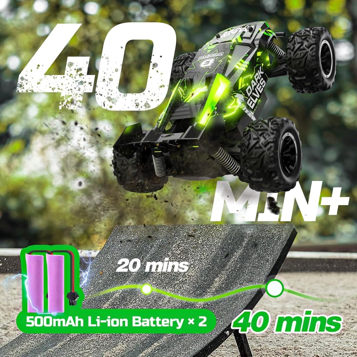 DEERC S767 Glowing Eagle Remote Control Car 2.4G RC Monster Truck W/ 2 Batteries