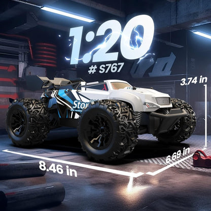 DEERC S767 Remote Control Car 1:20 Scale 2.4G RC Monster Truck W/ 2 Batteries