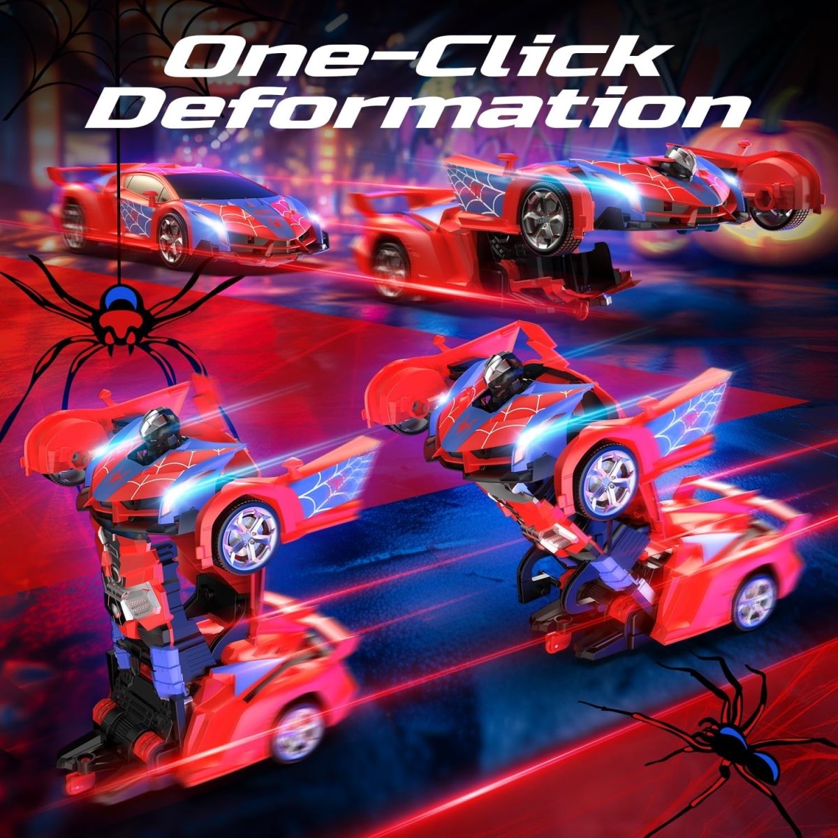 DEERC Spider RC Car Transformer Remote Control Spider Cars 1:18 Scale Robot Toy