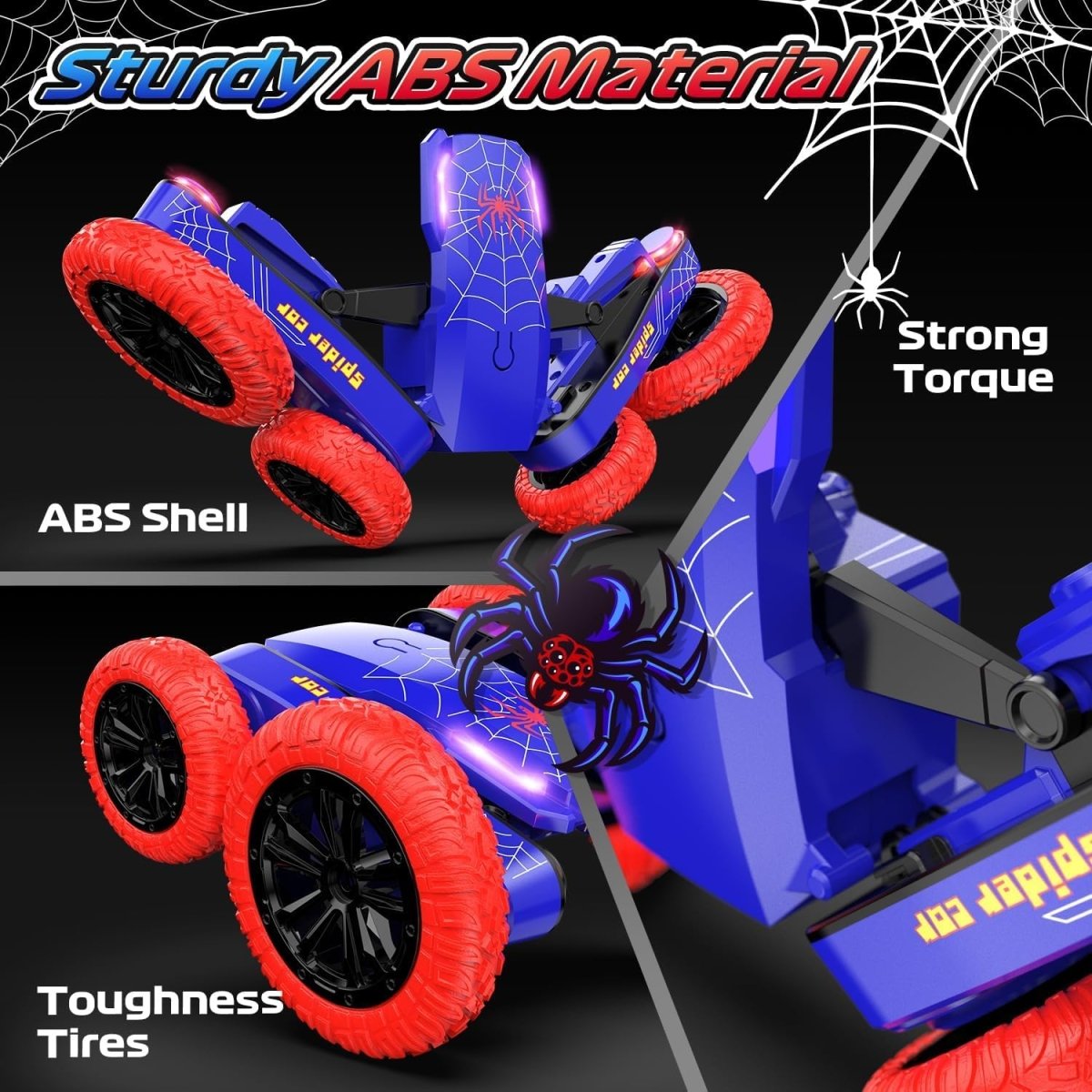 DEERC Spider Remote Control Car Double Sided Mini RC Stunt Cars 4WD Off-Road