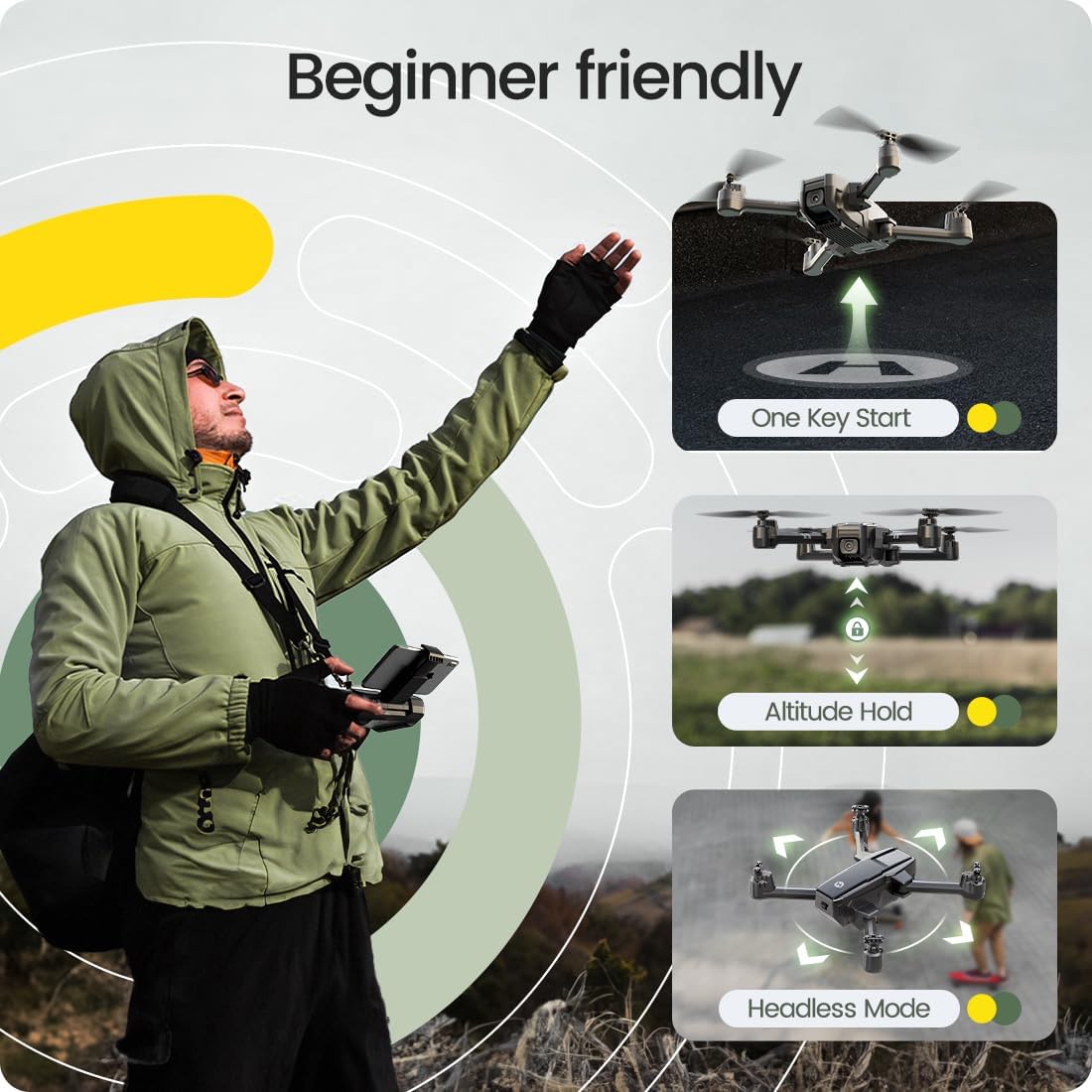 Holy Stone HS440 Foldable FPV Drone with 1080P WiFi Camera RC Quadcopter w/ Case