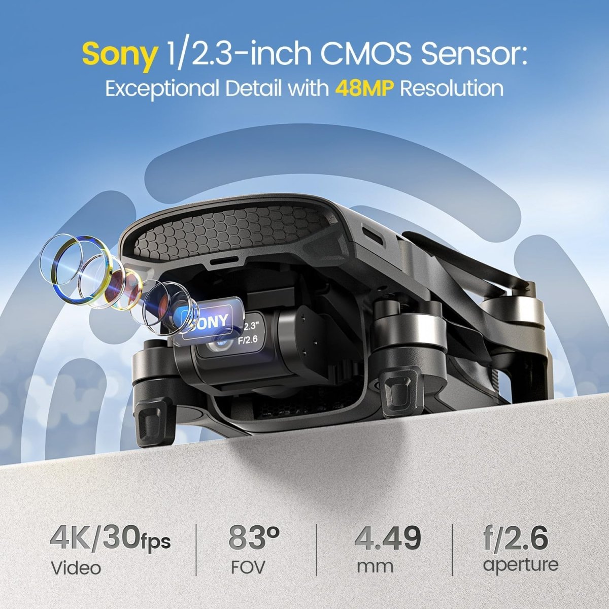 Holy Stone HS900 Lightweight GPS Drone 4K Camera 3 Axis Brushless Gimbal