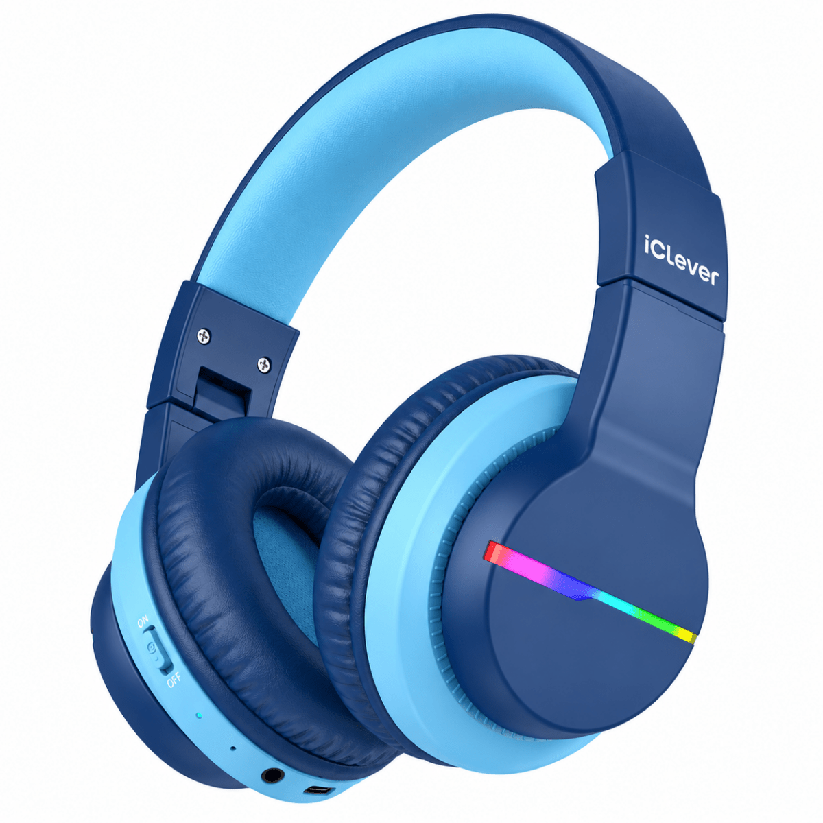 iClever BTH12 Kids Bluetooth Headphones Colorful LED Lights 74/85dBA Safe Volume