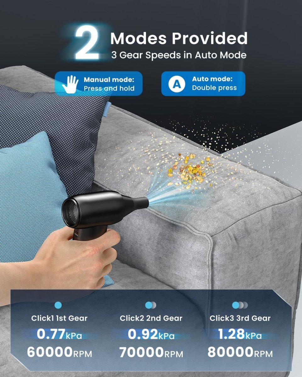 iDOO Compressed Air Duster Portable Vacuum Cordless Electric Canned Duster