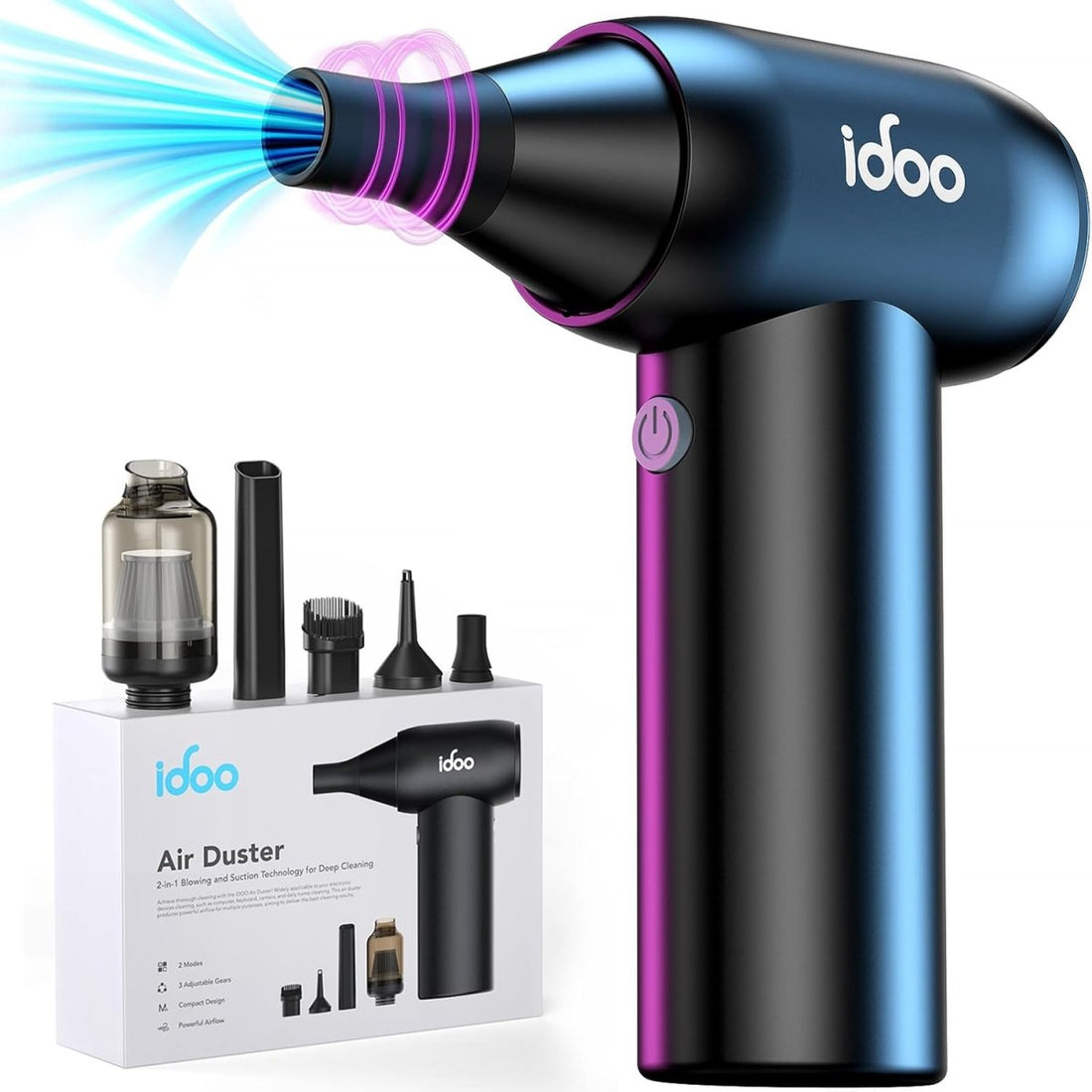 iDOO Compressed Air Duster Portable Vacuum Cordless Electric Canned Duster