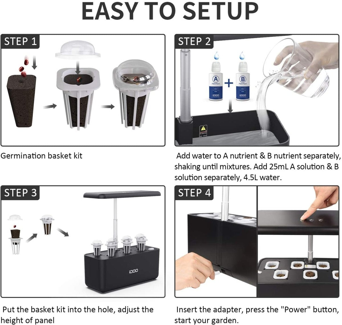 iDOO Hydroponics Growing System 7Pods Mini Herb Garden Germination Kit with LED Light