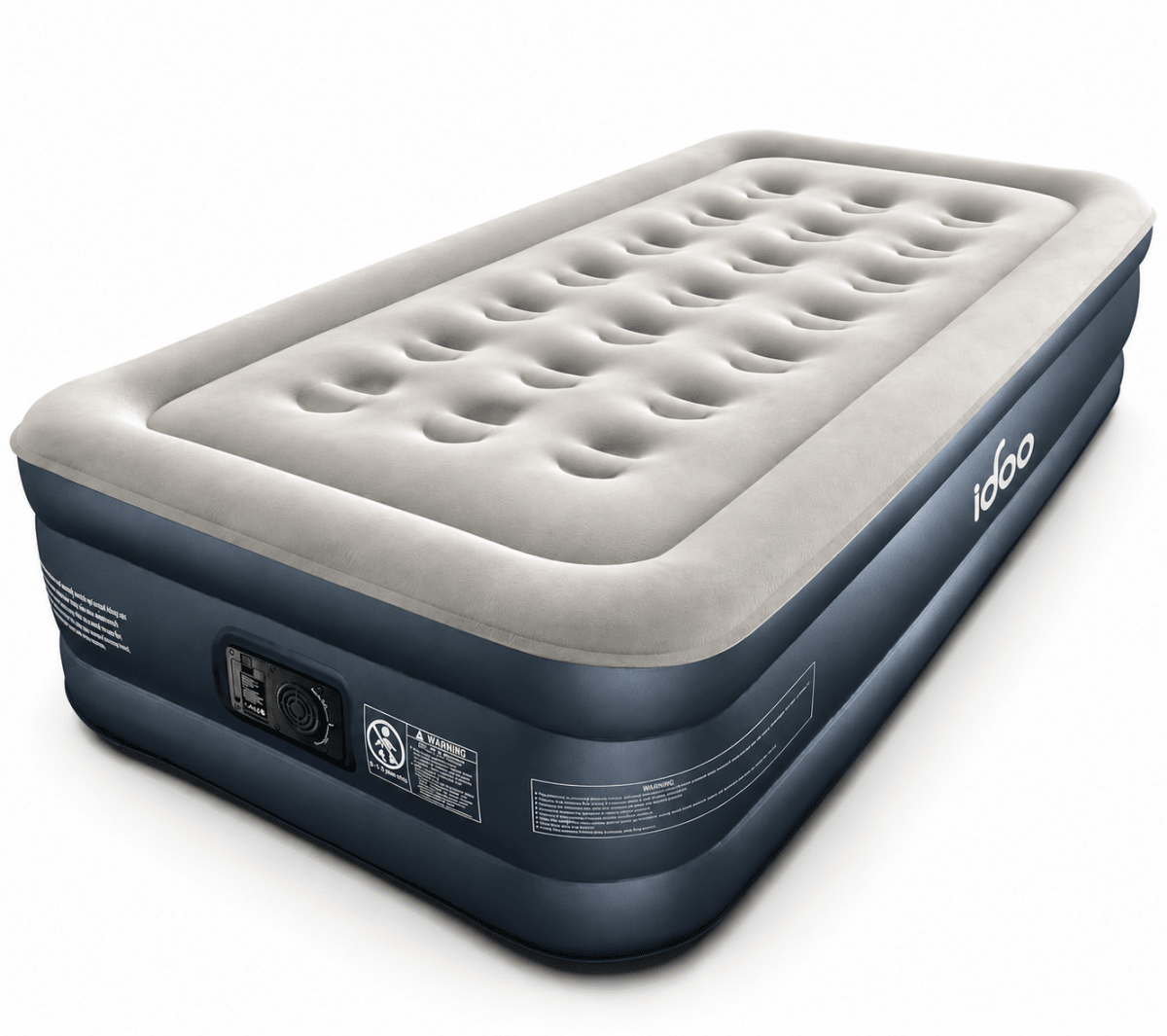 iDOO Single Size Air Mattress Inflatable Bed w/ Built-in Electric Pump Portable