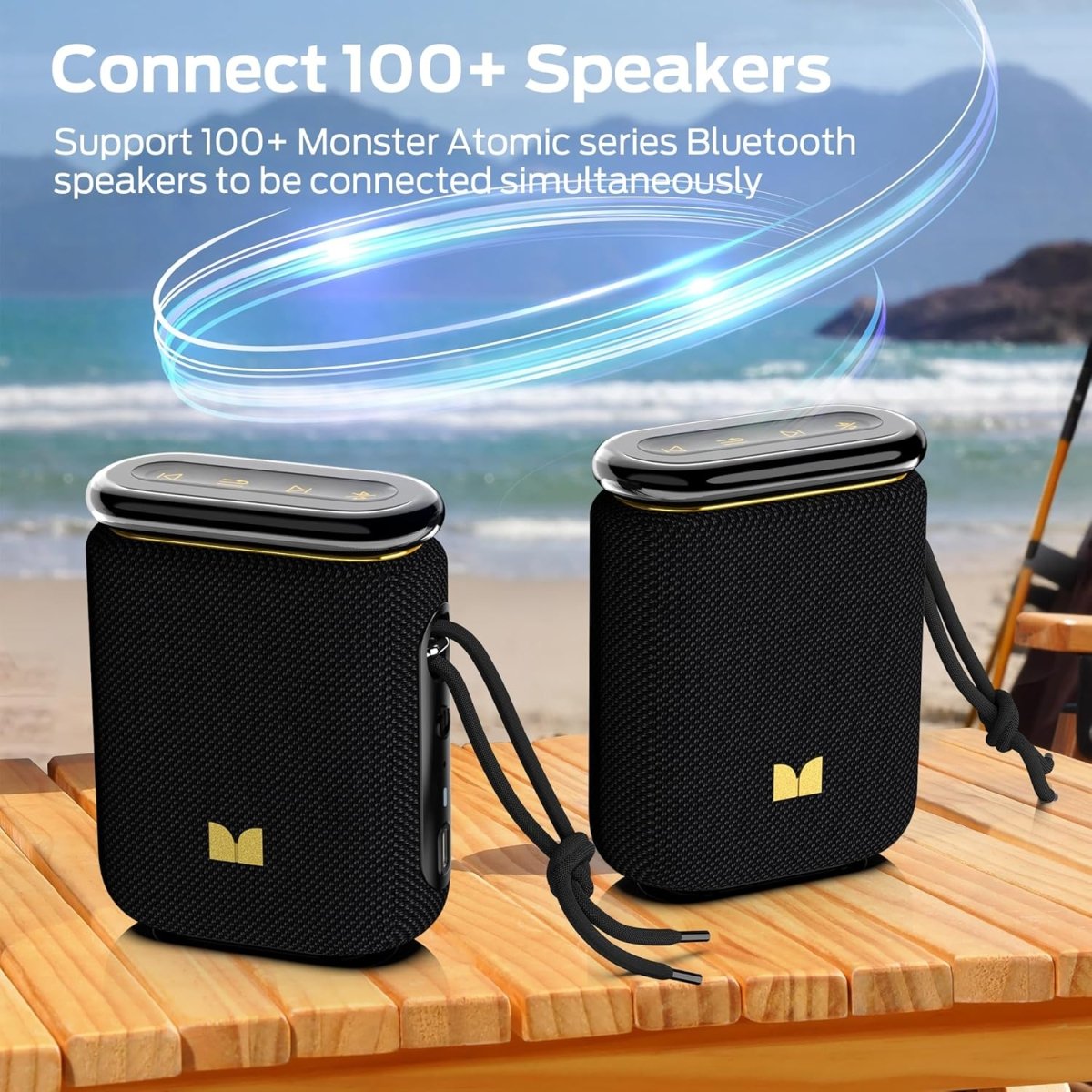 Monster Atomic Pebble Bluetooth Speaker Waterproof Wireless Speaker Stereo Sound