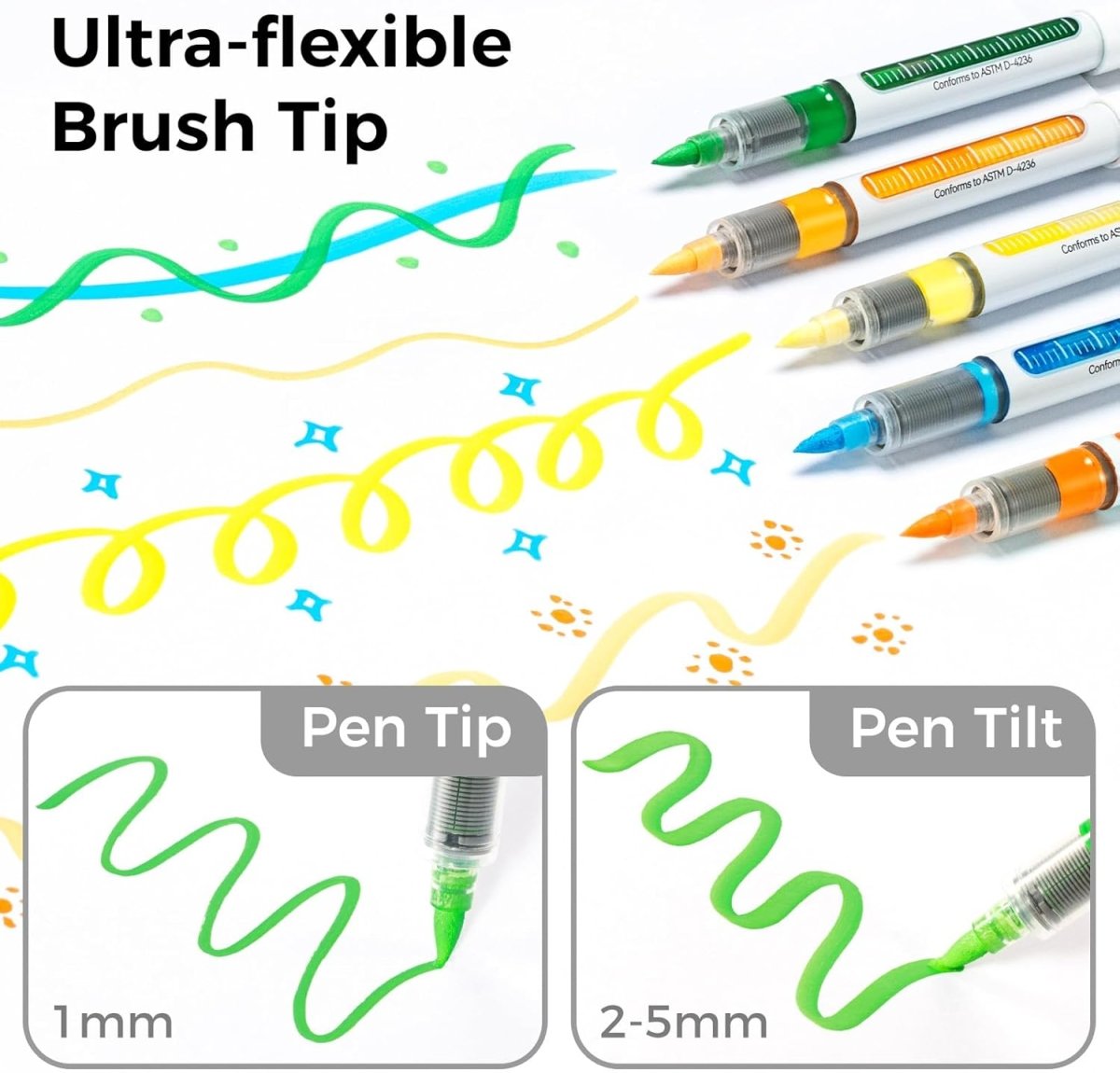 Ohuhu Acrylic Paint Markers Brush Tip Automatic Ink Control Acrylic Markers Pens