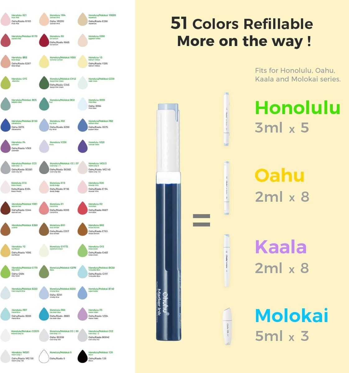 Ohuhu Pastel Markers Brush Tip Alcohol-based Markers Double Tipped 48 Colors