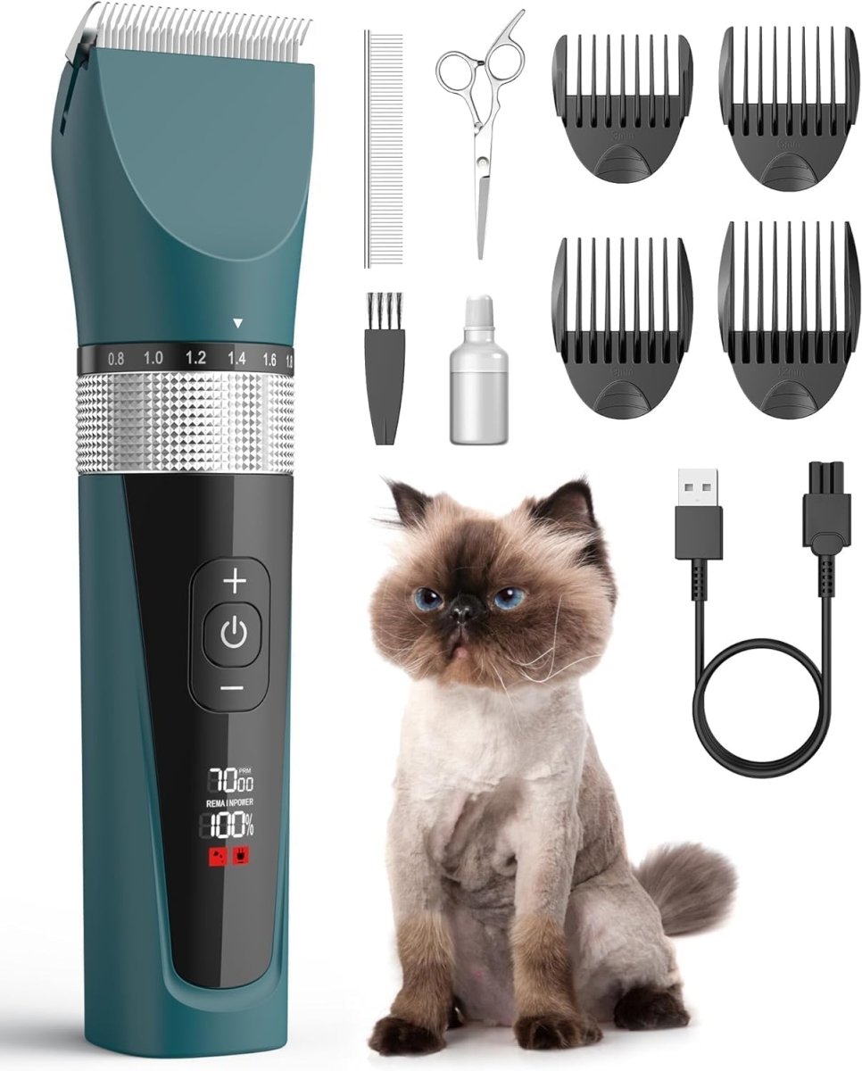 Oneisall Cat Clippers for Matted Hair 5-Speed Quiet Cat Grooming kit Cordless Pet Shaver