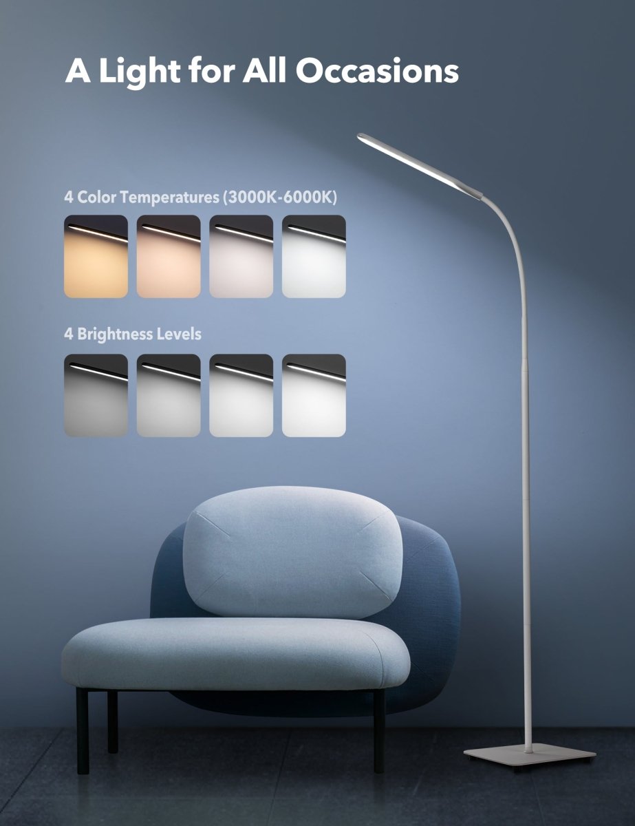 Taotronics LED Floor Lamp Dimmable Standing Tall Pole Light Adjustable Gooseneck
