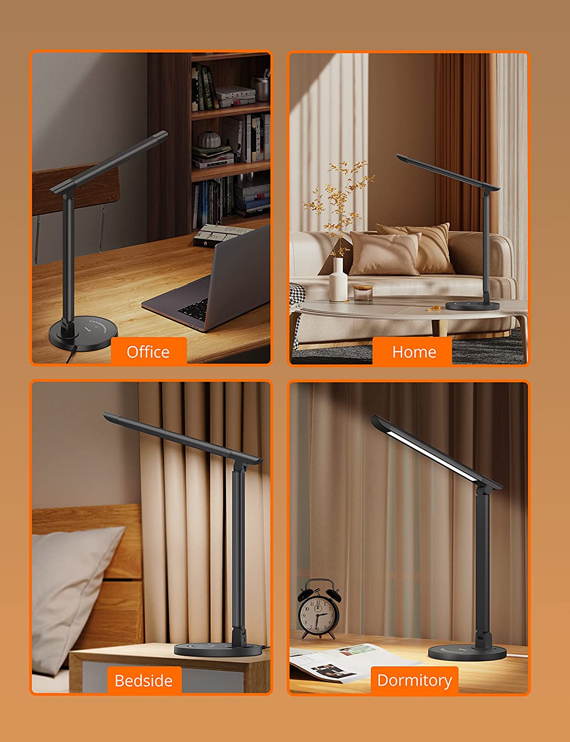 Sympa LED Desk Lamp Dimmable Table Reading Light USB Charging Port Touch Control