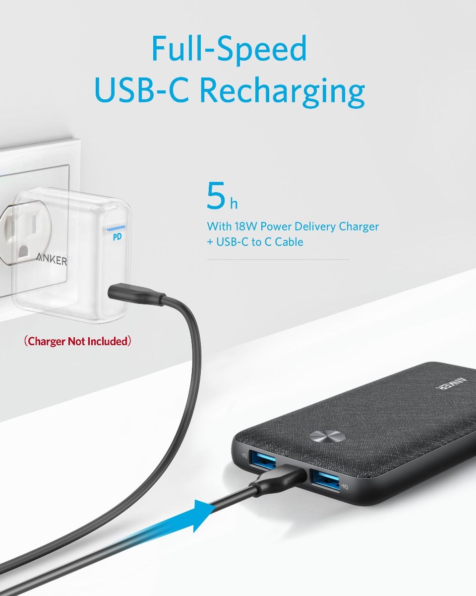 Anker PowerCore III Sense 10000mAh USB-C PD Power Bank Slim Portable Charger