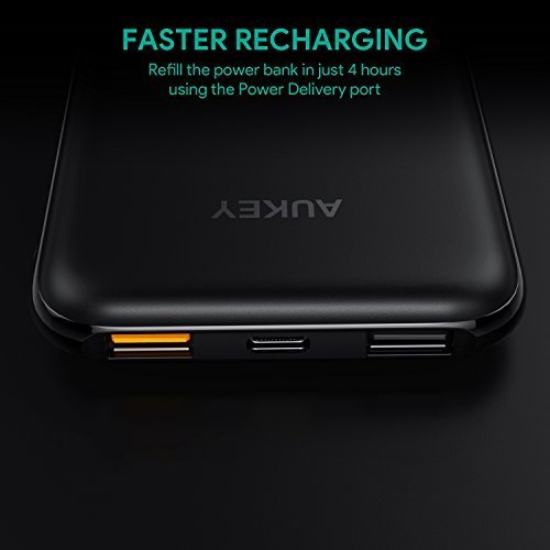 AUKEY 10000mAh USB-C PD Port Slim External Battery Power Bank