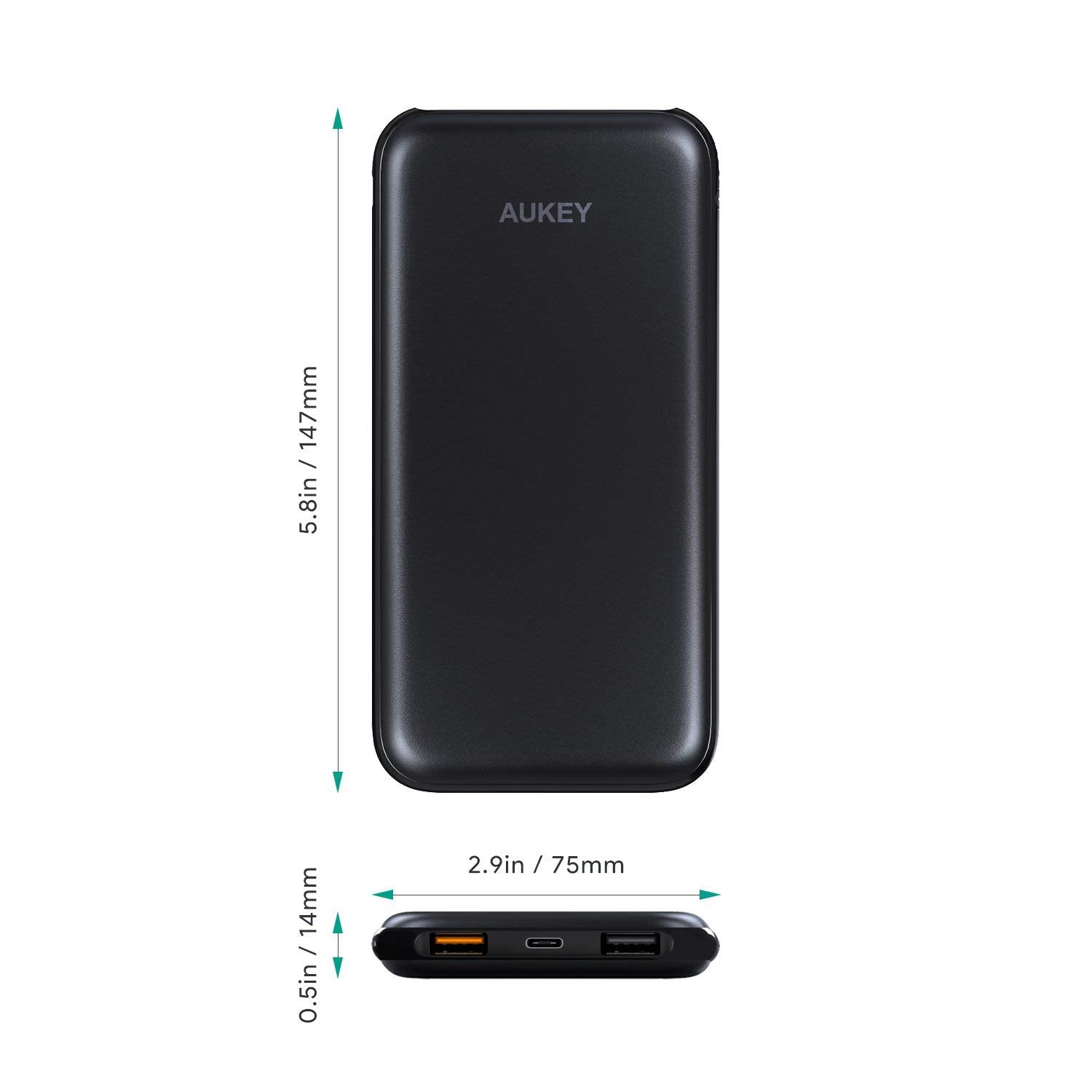 AUKEY 10000mAh USB-C PD Port Slim External Battery Power Bank