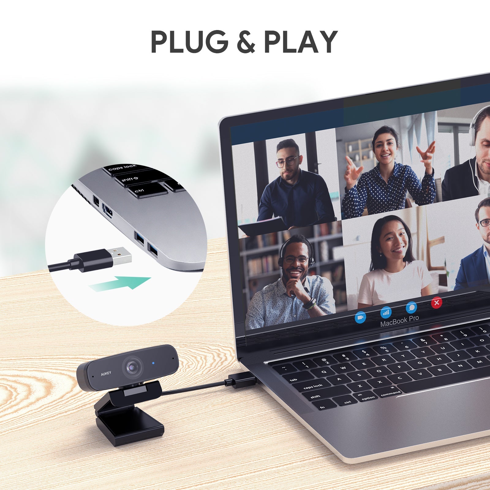 AUKEY Impression FHD Webcam 1080p Live Streaming Camera Stereo Microphone Video