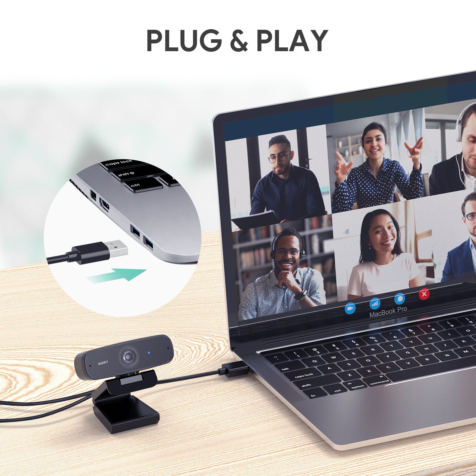 AUKEY Impression FHD Webcam 1080p Live Streaming Camera Stereo Microphone Video
