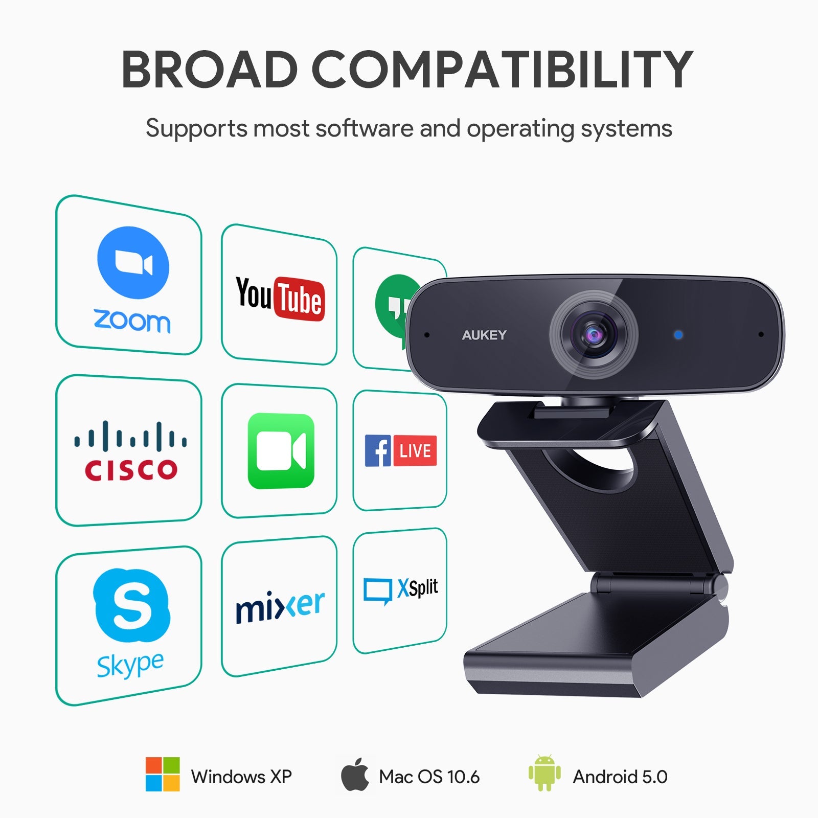 AUKEY Impression FHD Webcam 1080p Live Streaming Camera Stereo Microphone Video