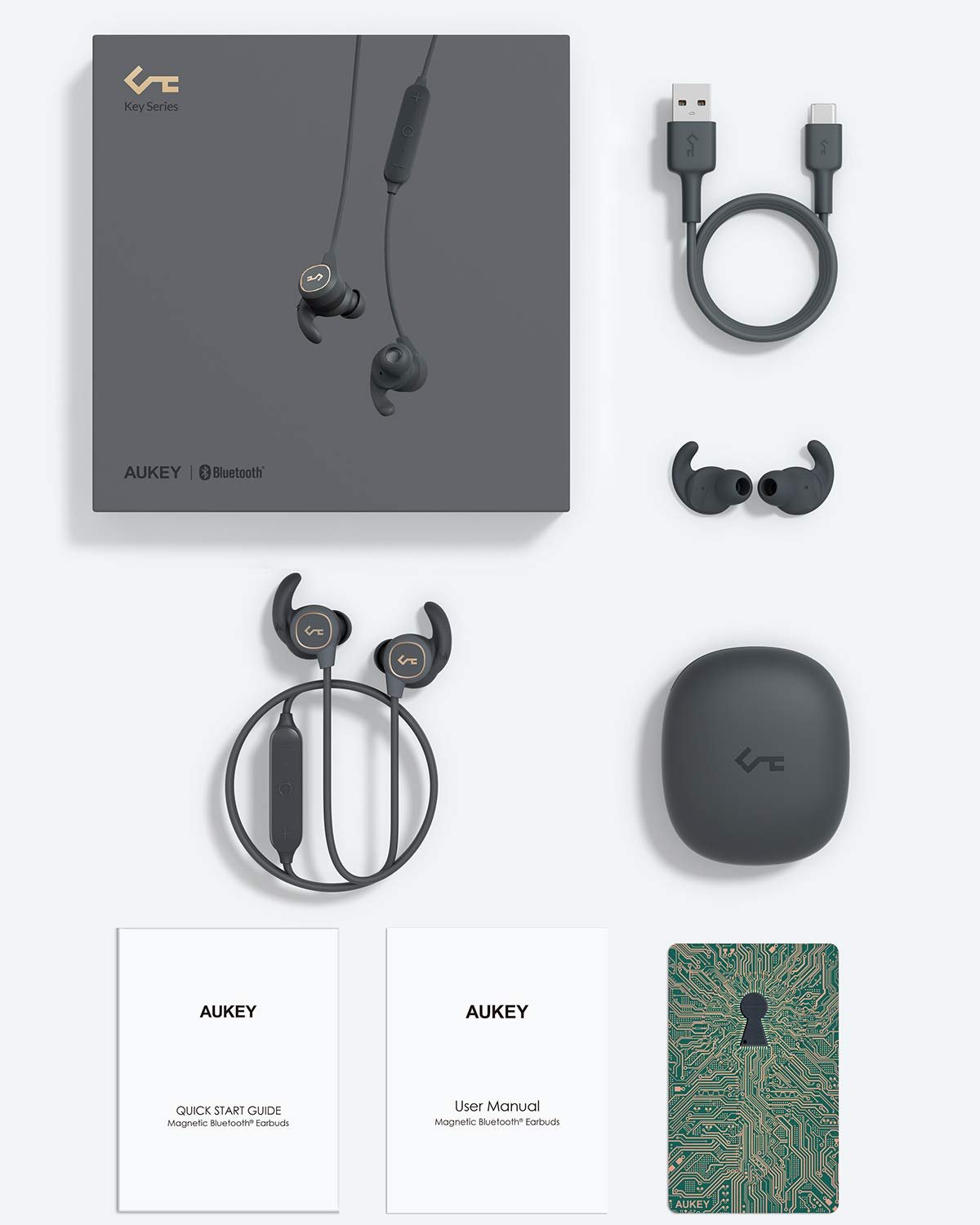 AUKEY Key Series B60 Magnetic Wireless Earbuds Bluetooth 5.0 Sport Earphones