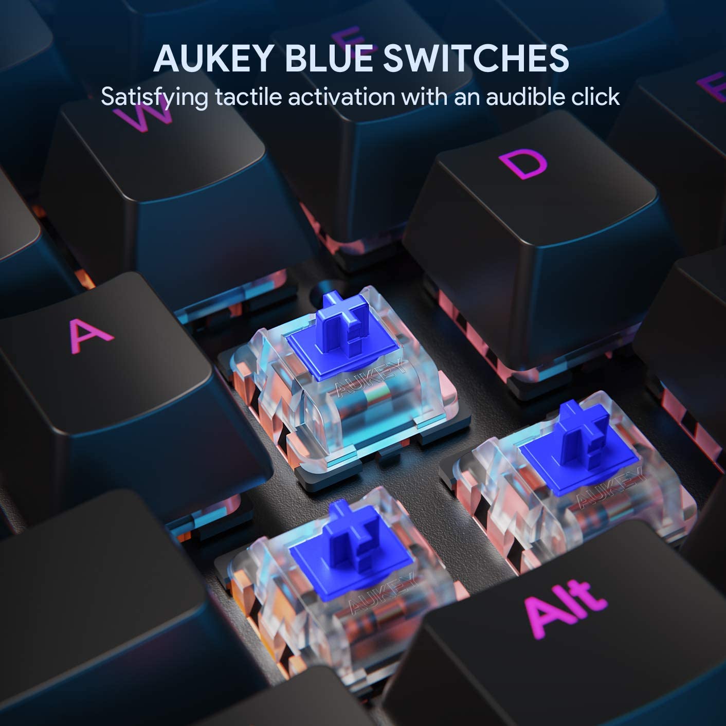 AUKEY Mechanical Gaming Keyboard with Customizable RGB Backlight for PC Laptop