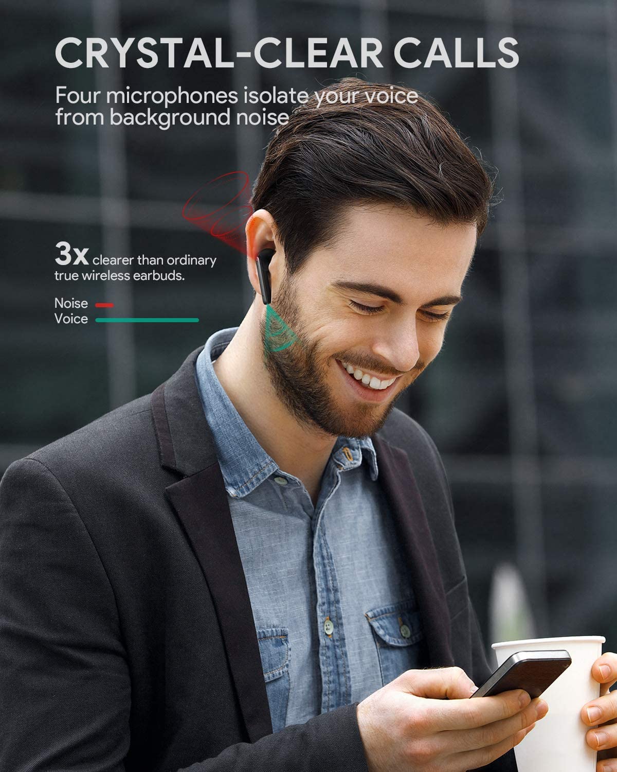 AUKEY True Wireless Earbuds Active Noise Cancelling Bluetooth 5.0 Earphone USB-C