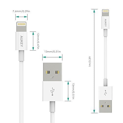 AUKEY Lightning USB Charging Cable Apple iPhone Mfi Certified (1m/3.3ft)